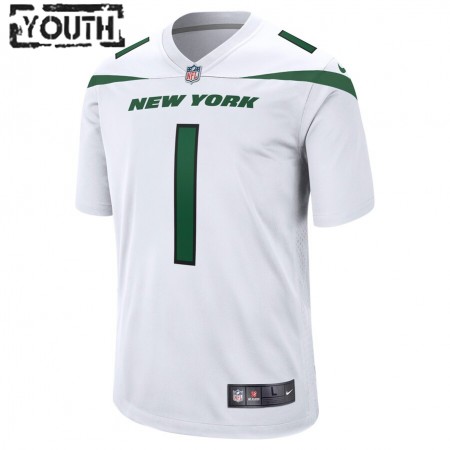 Camiseta Niño New York Jets Zach Wilson 1 Nike Blanco 2021 NFL Draft